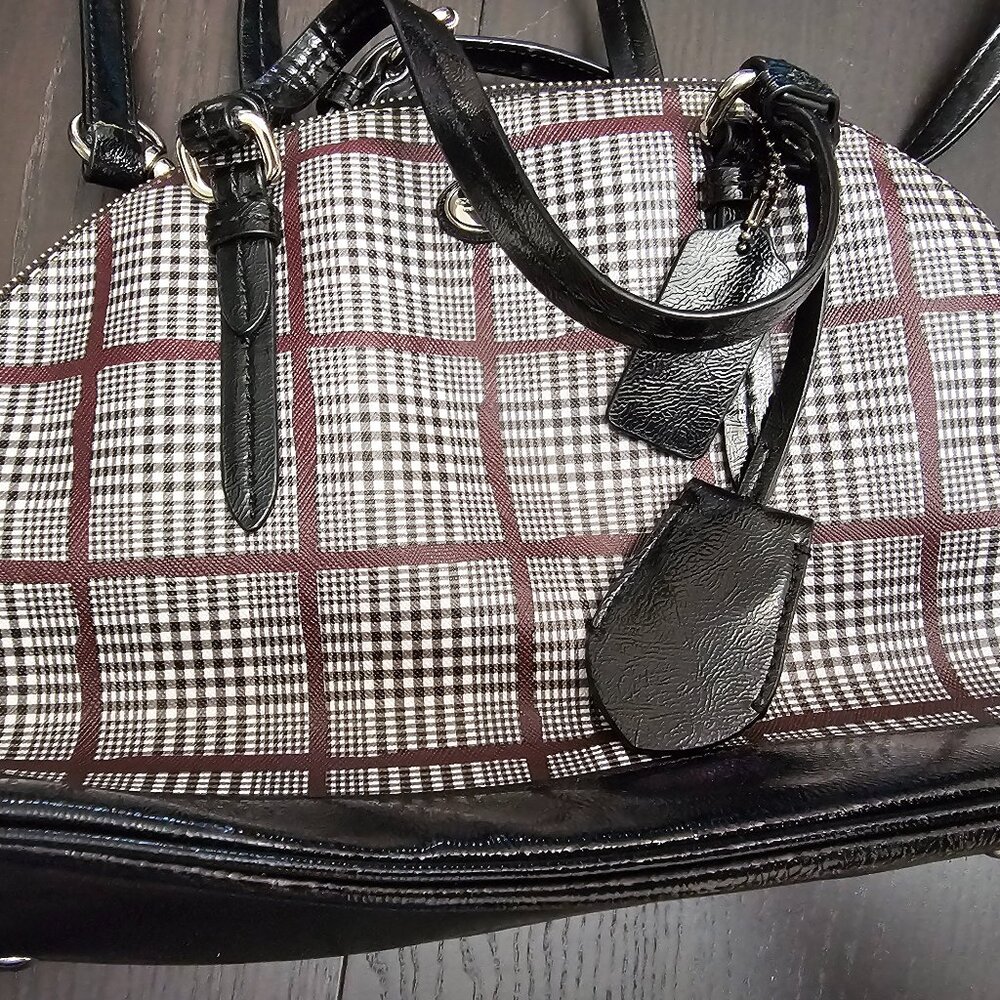 Coach Peyton Glen Plaid Dome Purse Cora Satchel EUC!